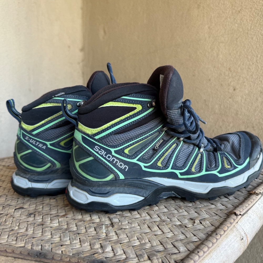 Salomon X-Ultra Hiking Boots Womens 8 Navy Blue Gore-Tex Mid Top Contagrip Trail